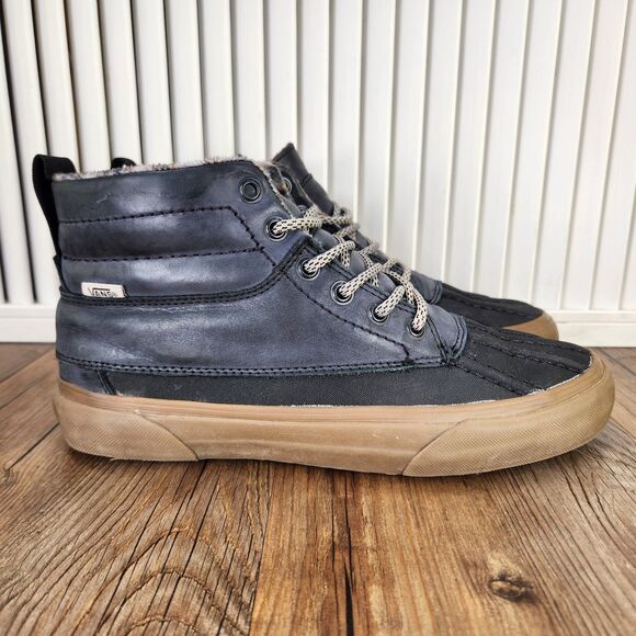 Vans Sk8-Hi Del Pato MTE Womens Size 9 Black Leather High Top Duck Boot Shoes - Picture 1 of 9